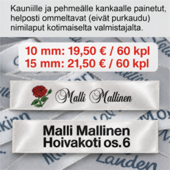 Ommeltavat nimilaput vaatteisiin
