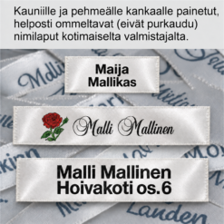 Ommeltavat nimilaput vaatteisiin